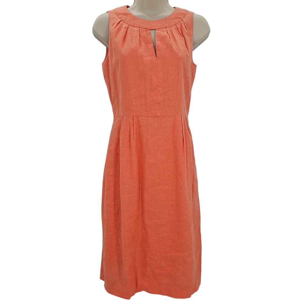 Antonio Melani Womans size 0 Sleeveless Keyhole Linen Blend Mini Dress Orange